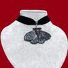 Y2K Subculture, Gothic Style Retro Black Moth, Velvet Necklace Collar, Halloween Necklace.