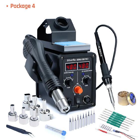 Паяльная станция Silverflo 780 Вт 8586D, 2 в 1, станция горячего воздуха для ремонта, быстронагреваемый паяльник с 10-минутным режимом сна