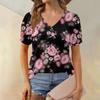 Женские летние топы с коротким рукавом и V-образным вырезом, свободные повседневные футболки
