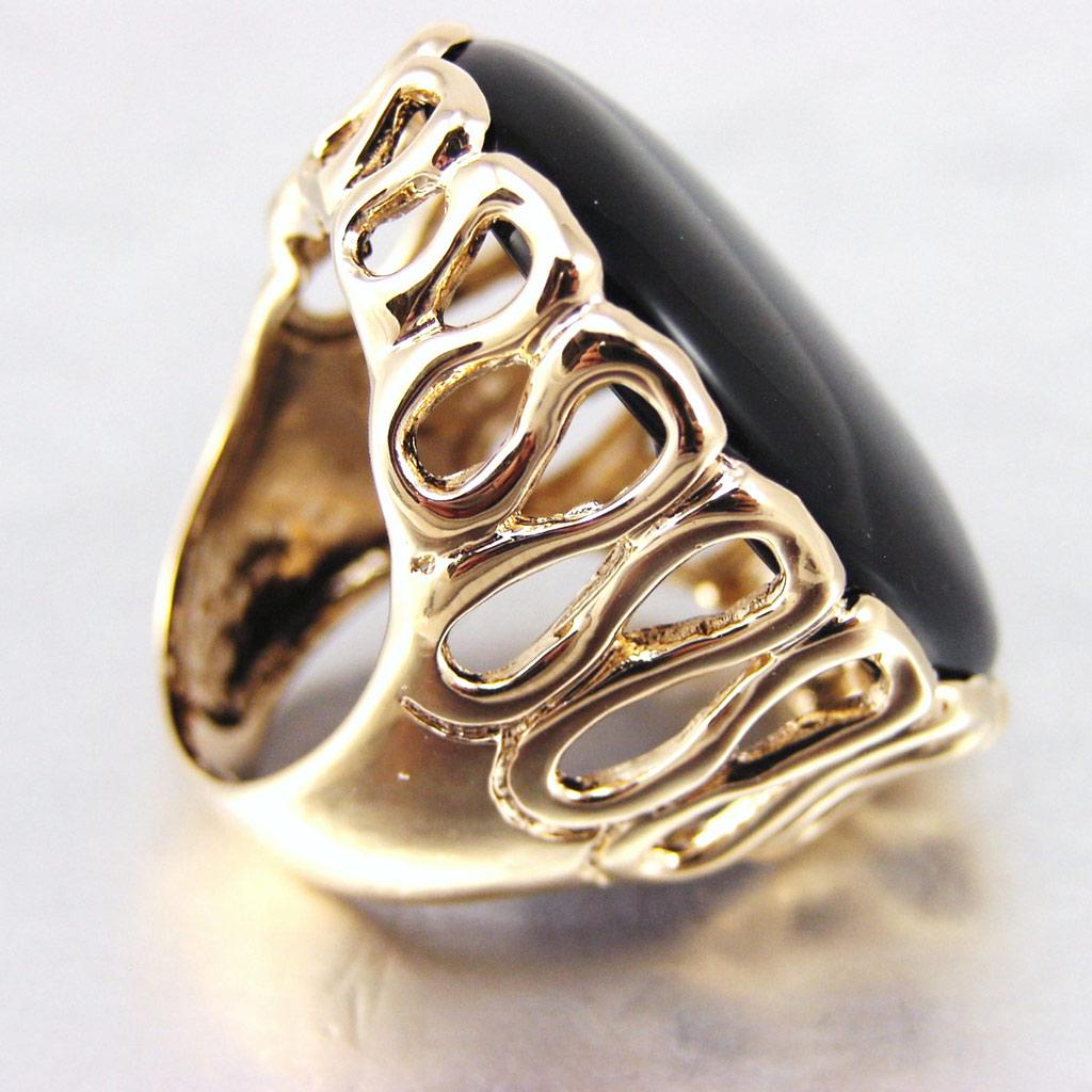 Позолоченное кольцо с ониксом "Oracle"