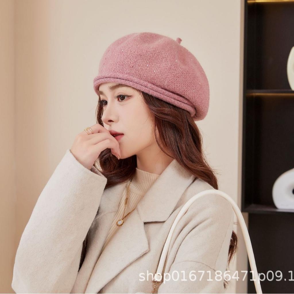 Осень и зима новый универсальный вязаный женский берет для маленького лица теплый модный утолщенный ретро шерстяной головной убор