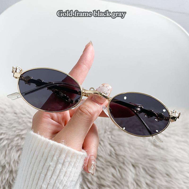 Металлические овальные очки для женщин и мужчин, со стразами и бриллиантами, солнцезащитные очки 2025 года, унисекс, блестящие оправы для очков, солнцезащитные очки Uv400, модные очки