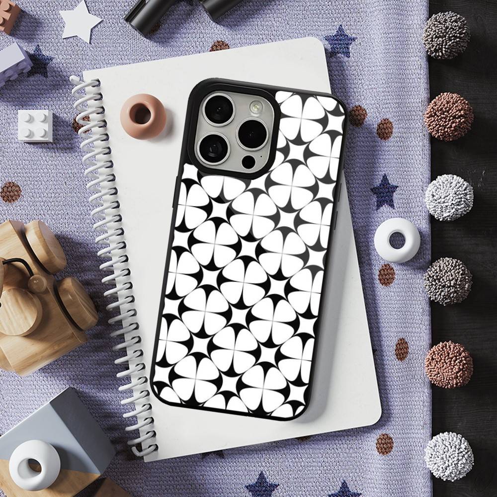 Fashion Pattern Black White Phone Case For iPhone 13,12,11,16,15,17,14,Pro,Max,Plus,Mini, For Magsafe,Magnetic Wireless Charging