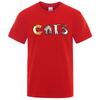 Letters Made Up Of Cats Funny Print Tshirts Men Oversized Cotton Clothing T-Shirt High Quality Brand Loose Shirts