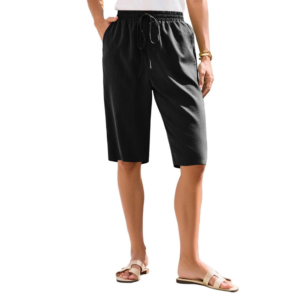 Женские летние шорты, свободные, повседневные, длиной до середины колена, удобные летние шорты с карманами