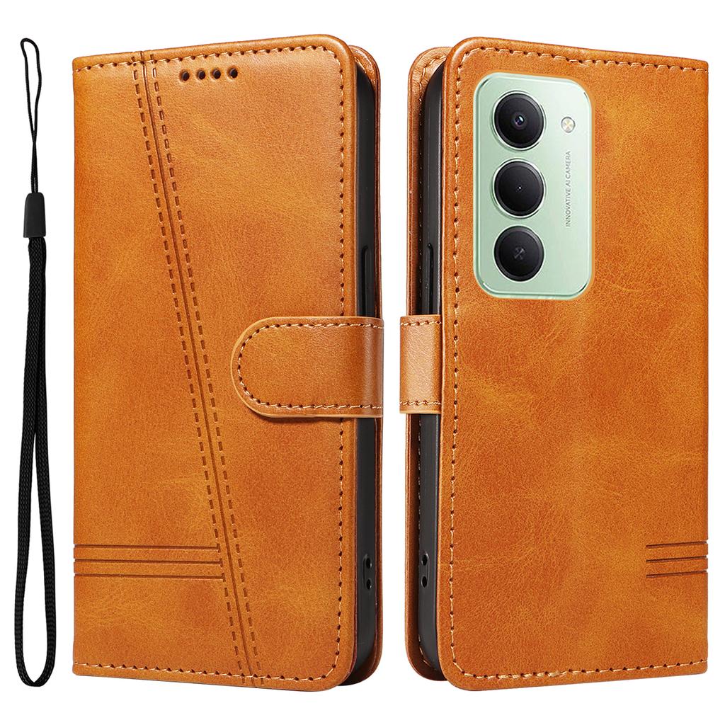 Для Xiaomi Redmi 15 4G (США) (171 мм) Кошелек Чехол Т-образные линии Кожаный Чехол для телефона Подставка