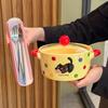 Милая кошка в горошек Миска для лапши быстрого приготовления Миска для фруктового салата и десерта Студенческое общежитие Миска для лапши быстрого приготовления Подарок на день рождения девушки