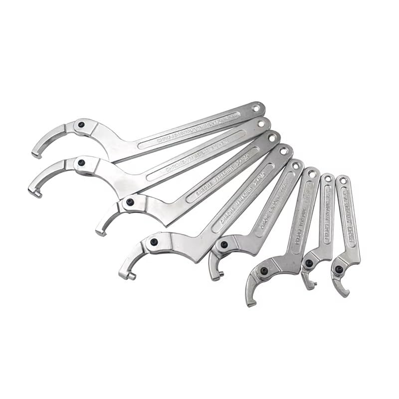 Adjustable Hook Wrench Pin Wrench Spanner Hand Tool for Bike Motorcycle Head Applicable C-Shaped (Square - Range 115-170mm)