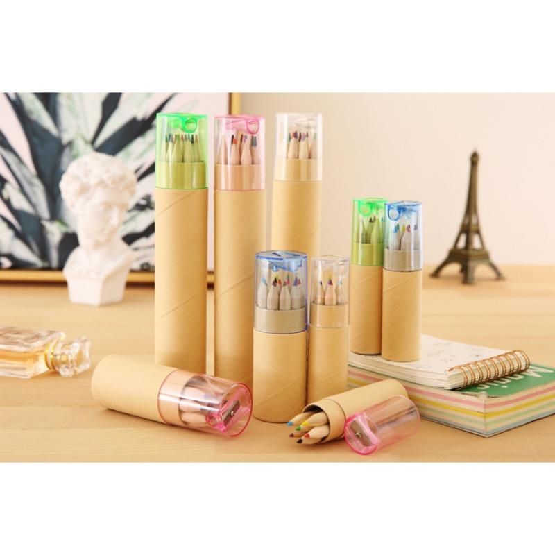 1Pc Training Class Gifts Students Log Painting Pencils 12 Colors Color Pencils Children's Art Set