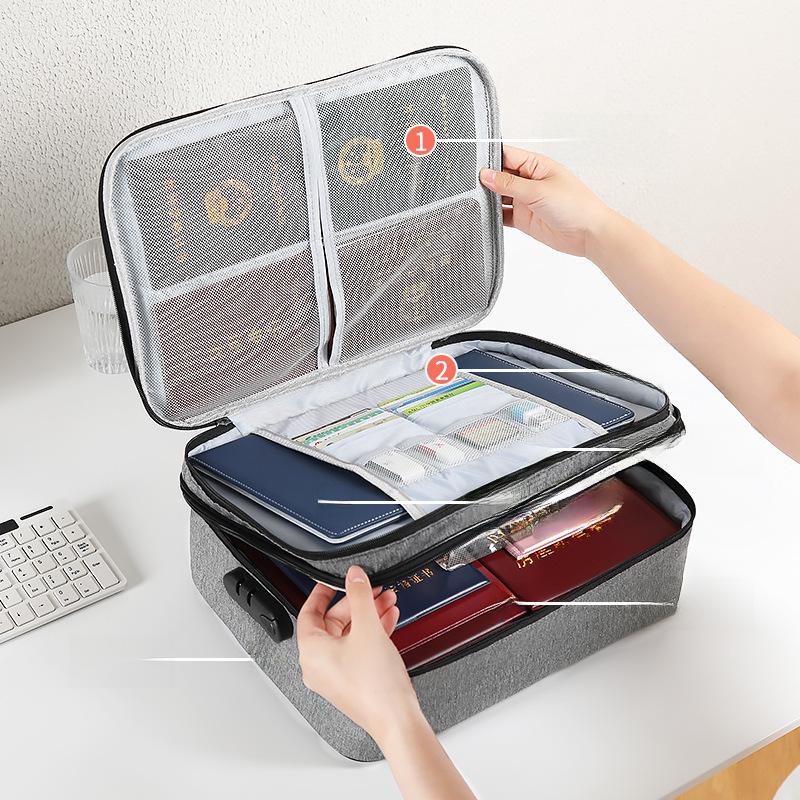 Household Multi-Layer Document Storage Box for Certificates, Passports, Cards. Multi-Function File Storage Bag for Family.