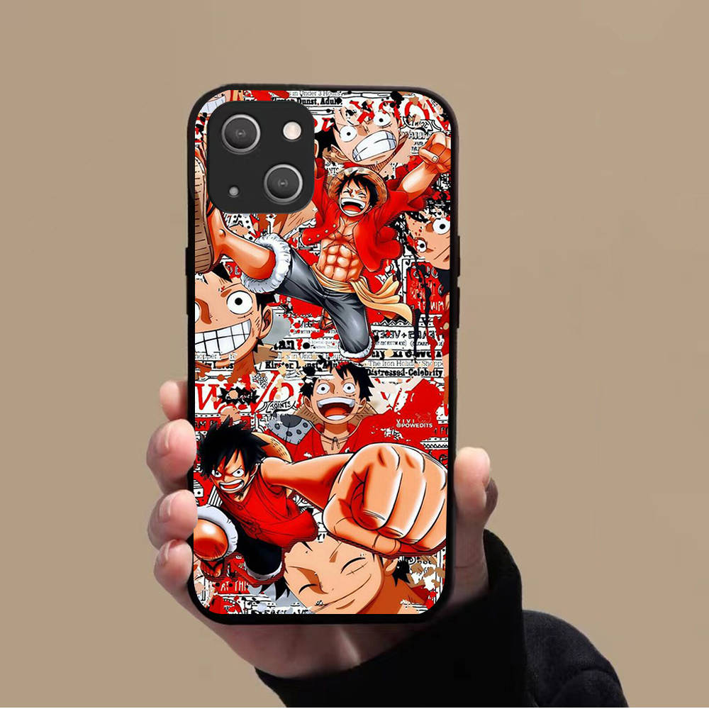KK-38 One Piece Ace Soft Black Case for iPhone XR 14 15 11 12 13 6 7 8 X XS Pro Max Samsung S22 S23 S21 S24 FE Ultra S8 Plus