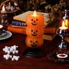 Halloween Flameless Candle Stacked Jack-O'-Lantern LED Candle Light-up Pumpkin Ghost Candle Lamp for Mantel Shelf Dining Table