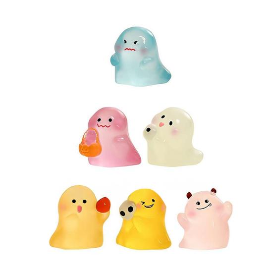 1/6/24/36Pcs Halloween Ghost Figurine Glow-in-the-dark Mini Cartoon Ghost Statue Luminous Miniature Ghost Ornament Desktop Decoration
