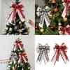 Christmas Bow With Checkered Edges And Ribbon For Festive Tree Decoration