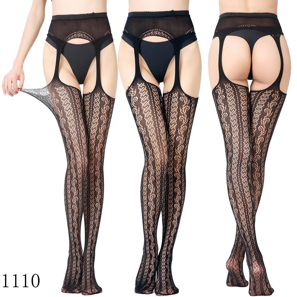 European & American Women's Mesh Jacquard Garter One-Piece Pantyhose