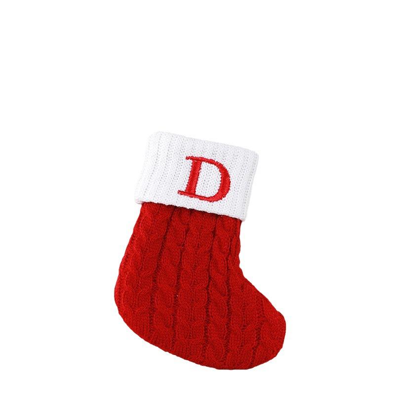Gold & Blue Christmas Letter Socks – Red Knitted Stockings for Home & Window Display Decor