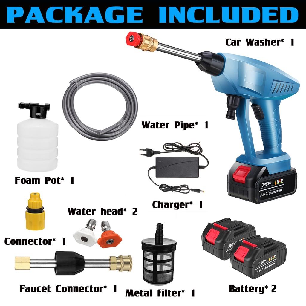1000W 90BAR Wireless High Pressure Car Washer 388VF Water Gun Spray Portable Washer Foam Generator for Makit 18V Battery
