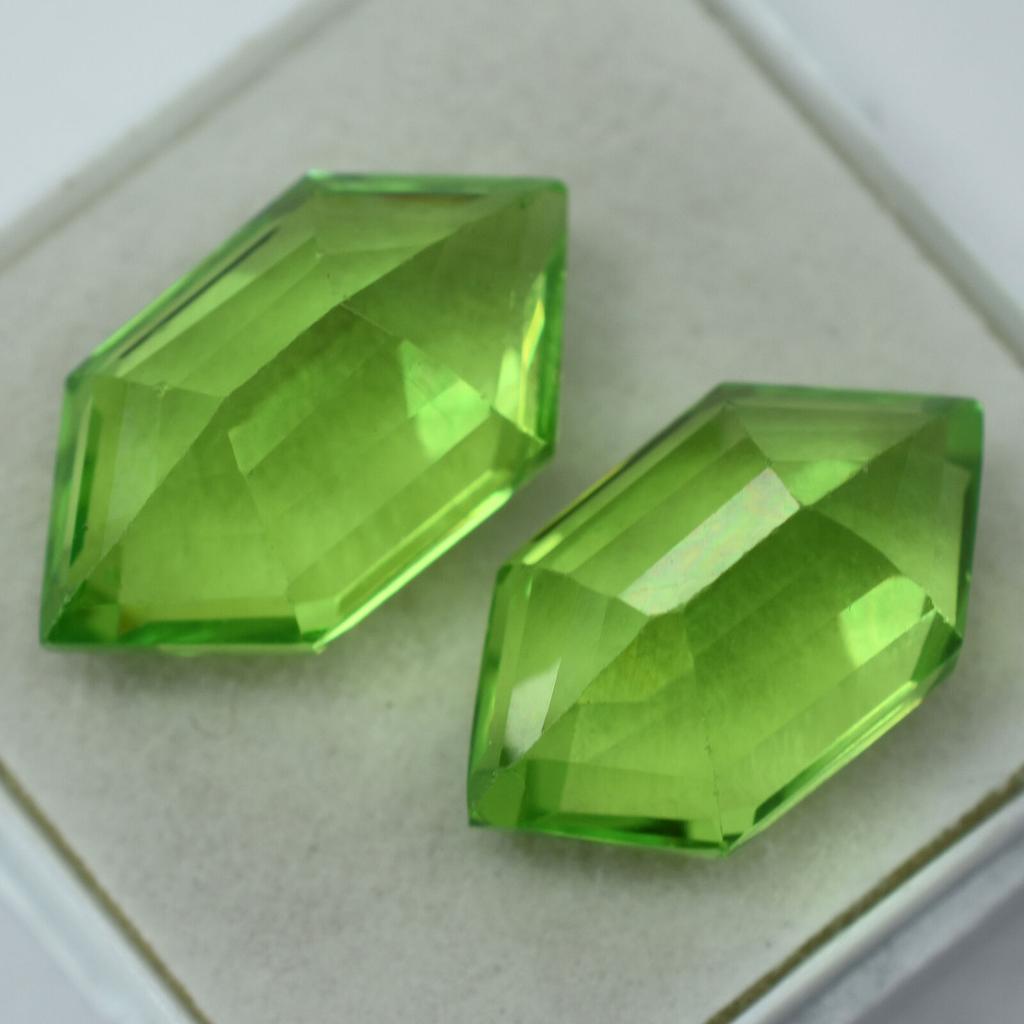 Natural PERIDOT Fancy Cut GREEN Color 16.20Ct Rare Loose Gemstone Pair