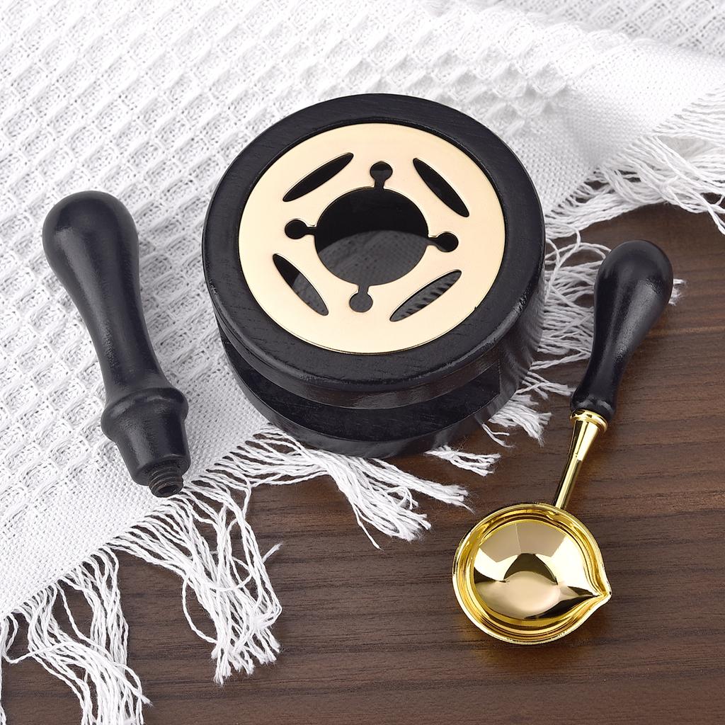 2/3Pcs Set Retro Sealing Wax Furnace Stove Pot Wood Handle Sealing Wax Spoon Wax Sealing Decorative For Candle Stamp Wax Stamp