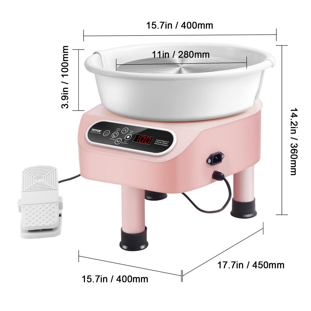 SucceBuy Гончарный круг 11 дюймов Машина для формирования керамики Прямой привод Керамический круг 450 Вт Электрический круг для гончарного дела с ножной педалью