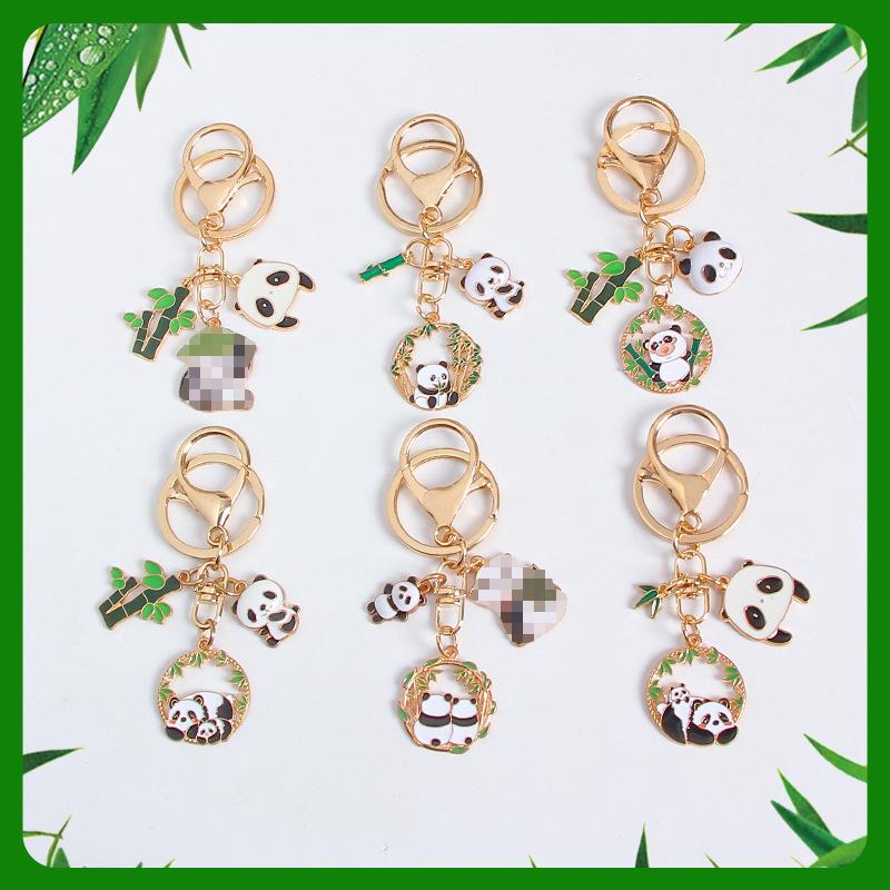 Металлический брелок-подвеска 'Панда Бамбук Мультяшный' - Милый аксессуар из сплава