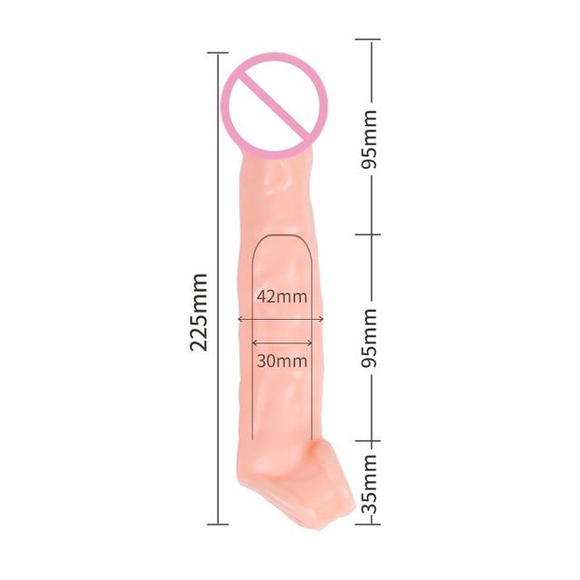 Real Penis Extender Reusable Condom Delayed Ejaculation Penis Sleeve Dick For Male Dildo Lengthening Extender Passionate Sex Toy