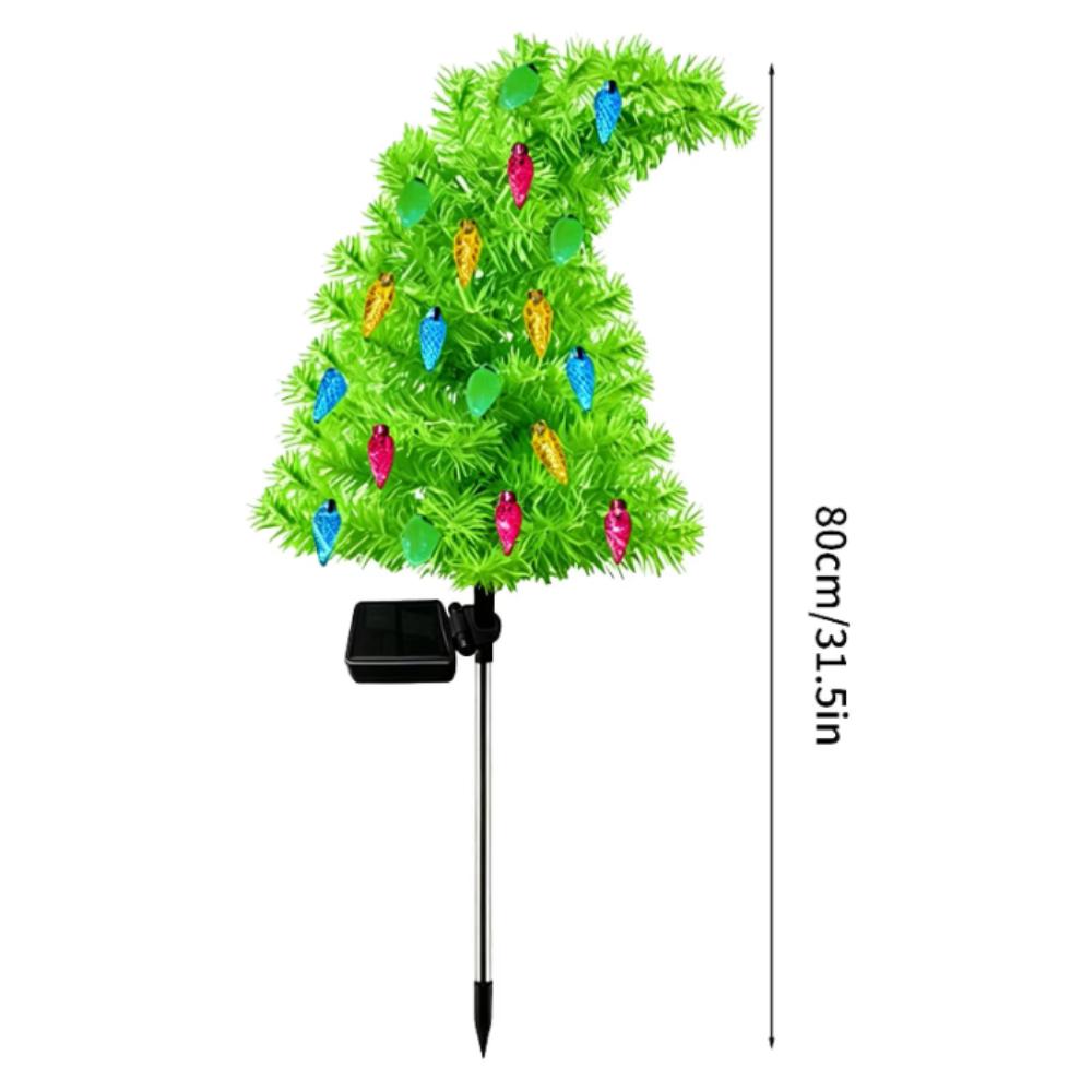Waterproof Solar Christmas Tree With Ground Stakes Yard Decor Lights Crooked Tree Lights Garden