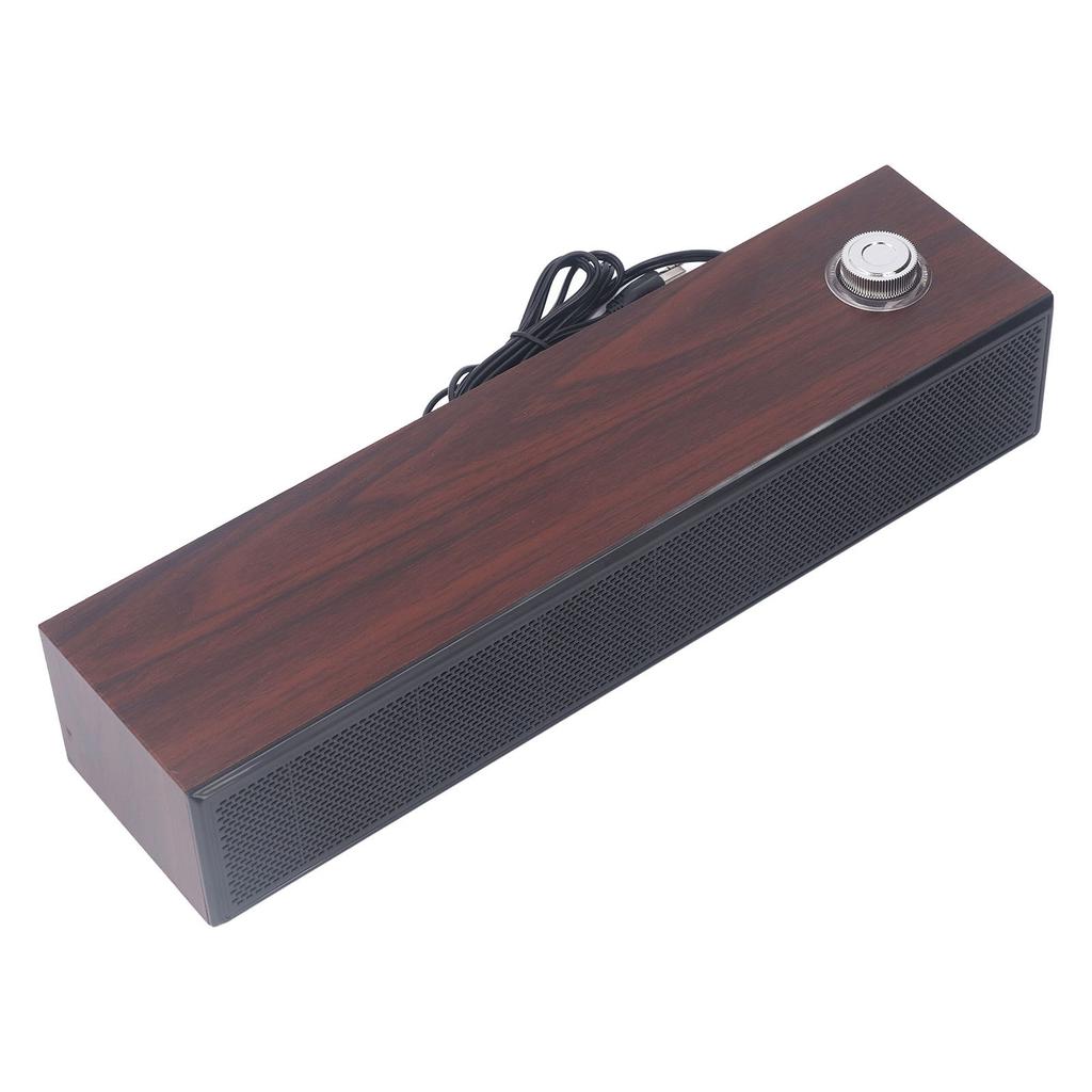 Wooden Computer Speakers Desktop Soundbar HiFi Stereo Sound AUX in Wired USB Powered Soundbar for PC Laptop Tablets