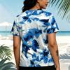 Women's Short Sleeve T-Shirt, Minimalist Blue White Ink Wash Design, Soft Casual Top for Beach Vacation, Daily Wear, Date Night