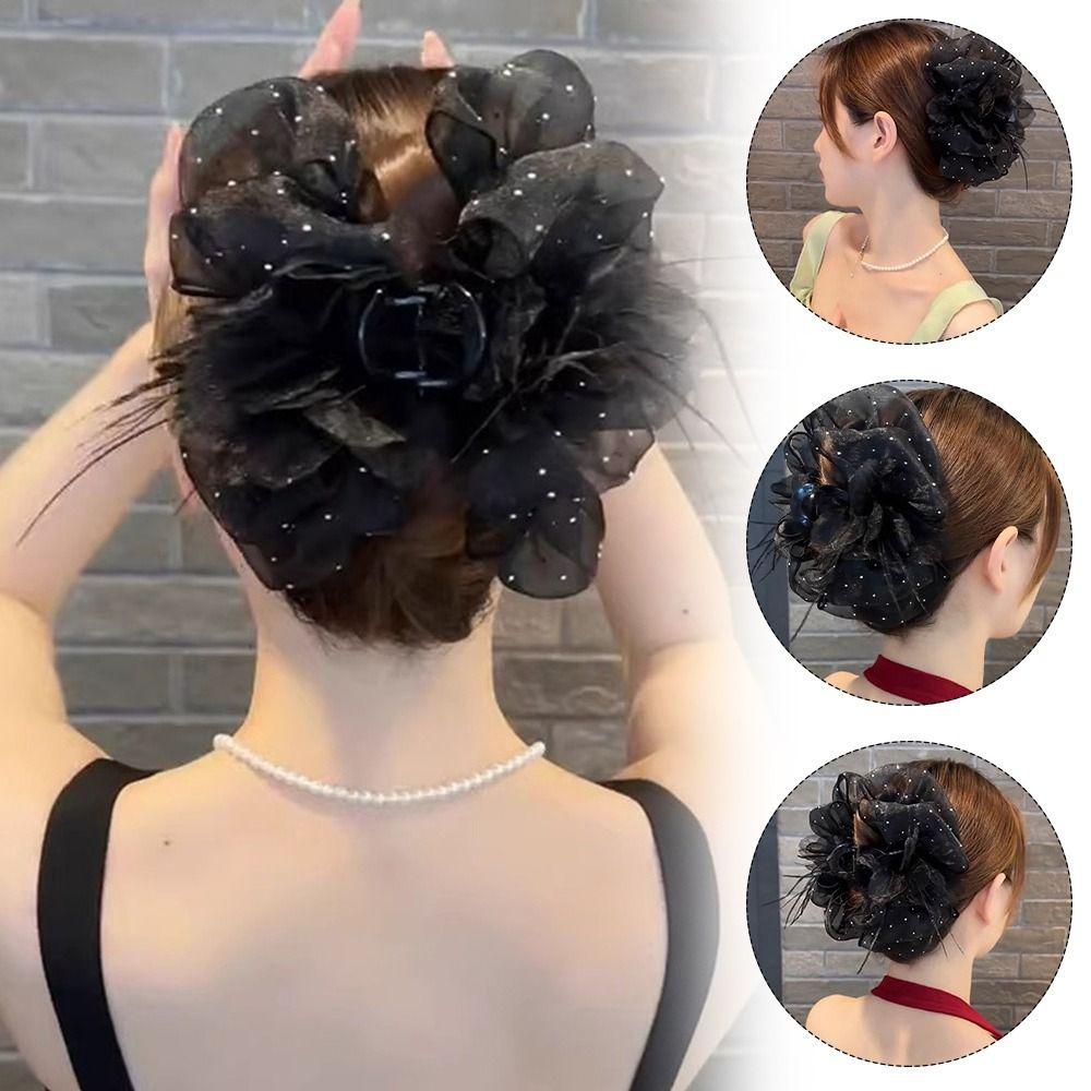 Кисточка Захват Клип Звездное Небо Перо Пузырь Акула Клип Элегантный Головной Убор Женщины