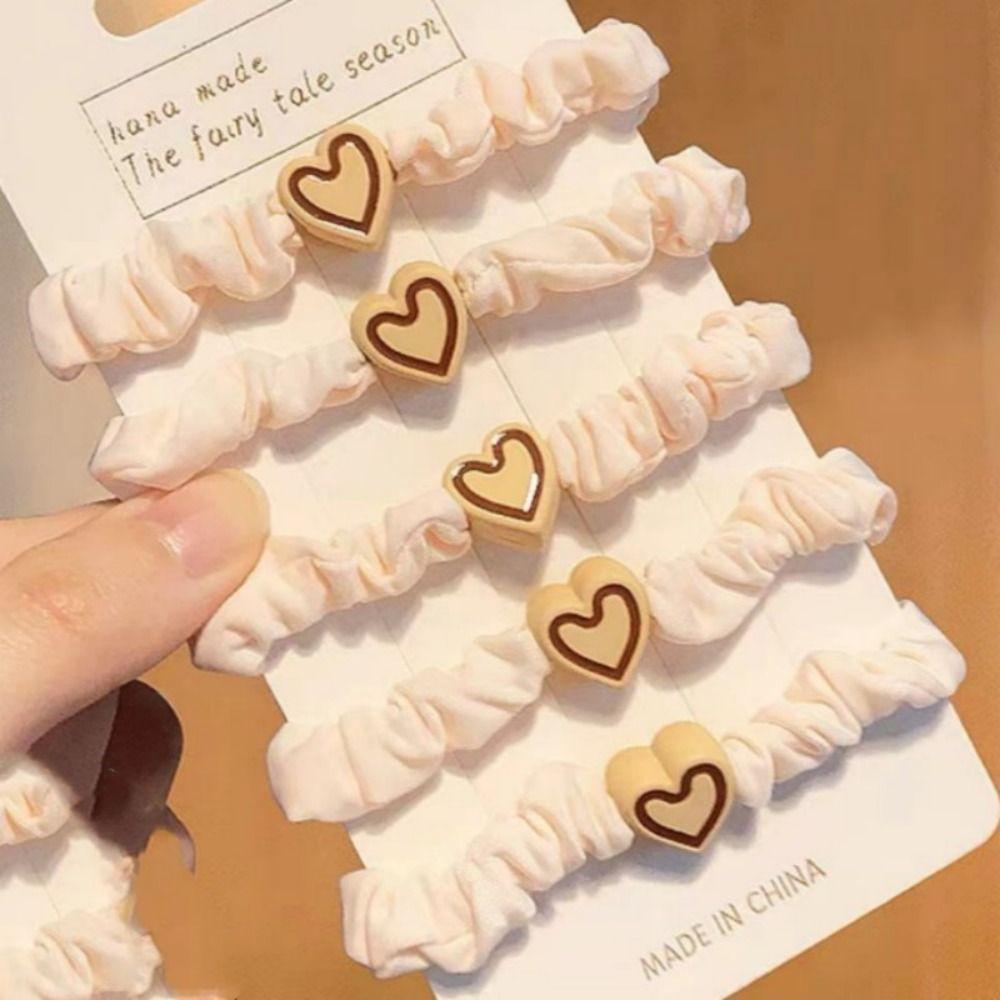 Heart Shape High Elastic Hair Rope Flannel Mini Hair Tie Durable Small Intestine Hair Band Woman's