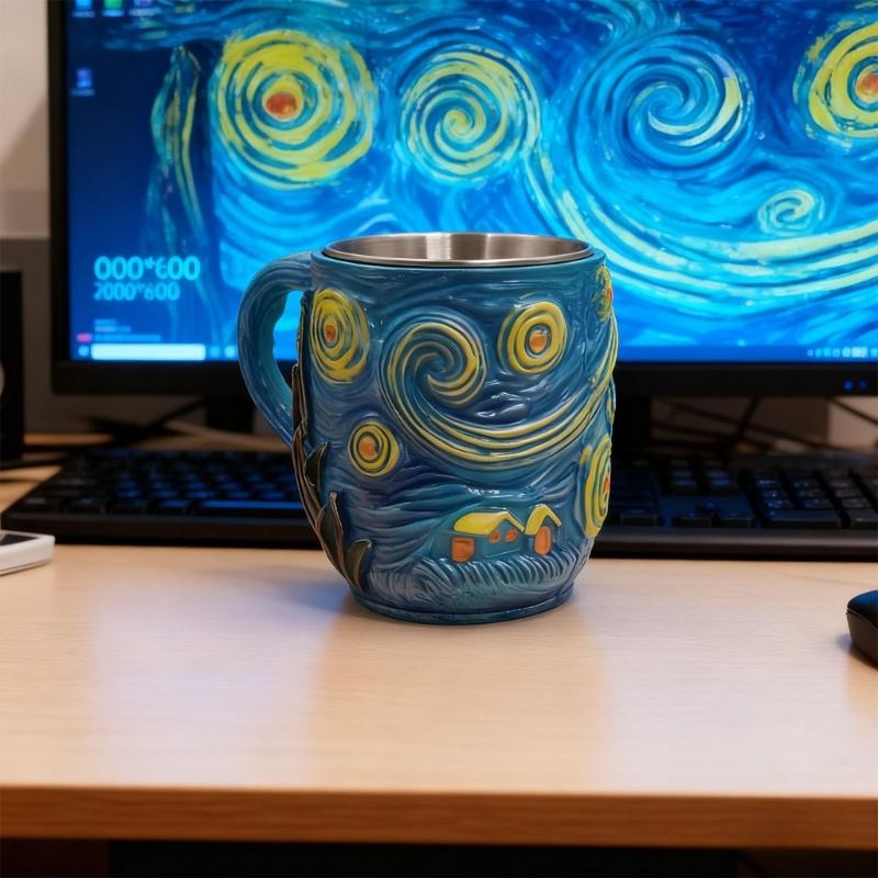 Кружка для resin art с уникальным дизайном «Звездная ночь», с термозащитой, эргономичной ручкой, подходит для горячих напитков
