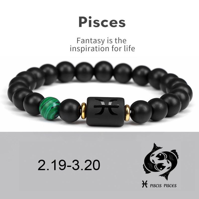 New Agate Hombre Jewellery Masculina Natural Bracelet Stone 12 Constellation Beads Couple Unisex