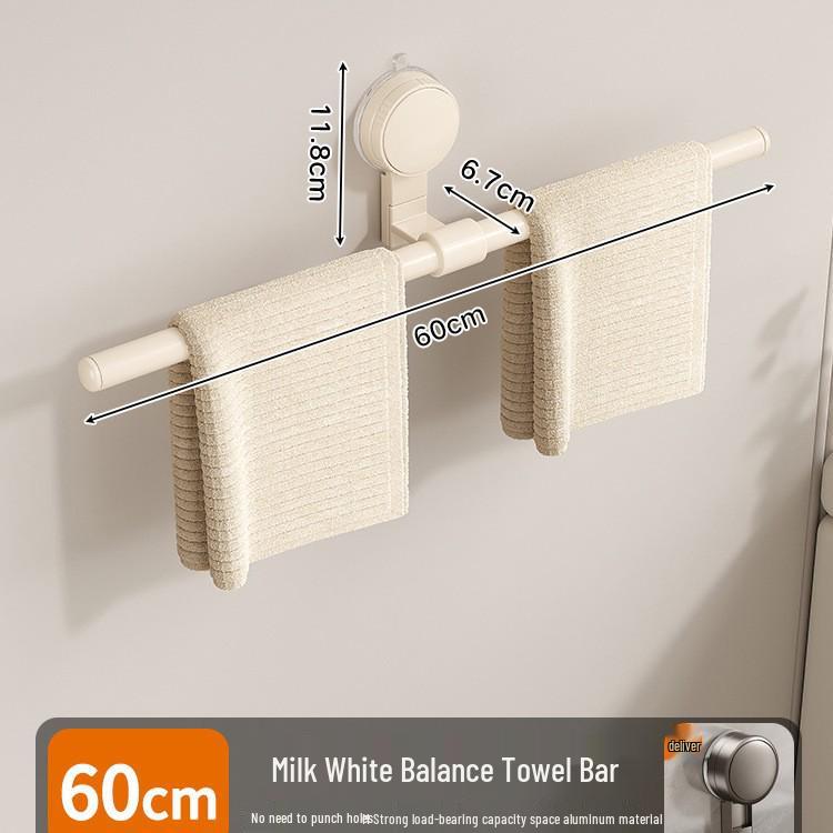 No-Drill Bathroom Towel Rack with Suction Cup - Towel Bar & Storage Shelf
