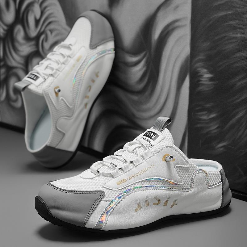 Модная мужская обувь больших размеров Летние мужские полушлепанцы Baotou Дышащие сетчатые повседневные шлепанцы Нескользящие мужские спортивные шлепанцы Удобные шлепанцы