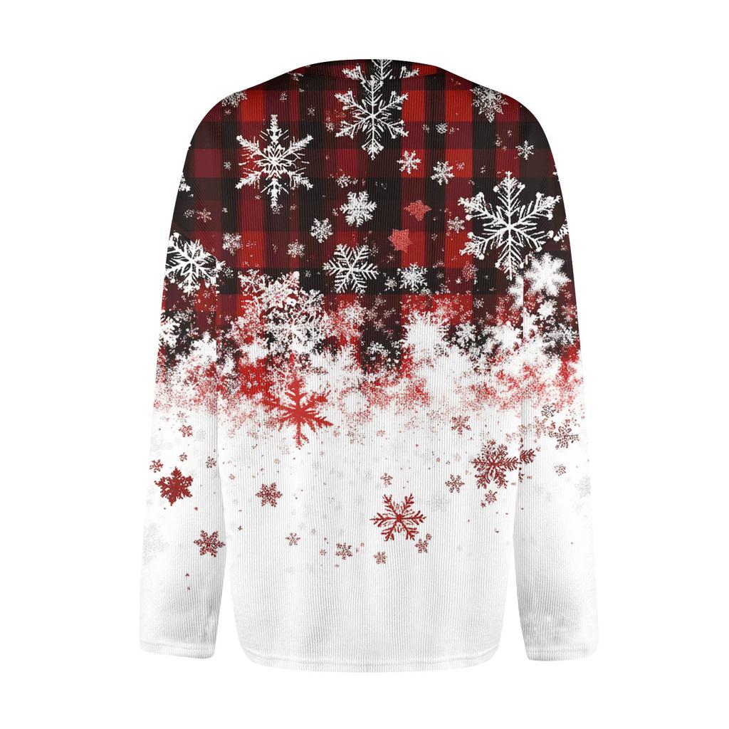 Женская мода рождественский принт длинный рукав вязаный кардиган пуховик