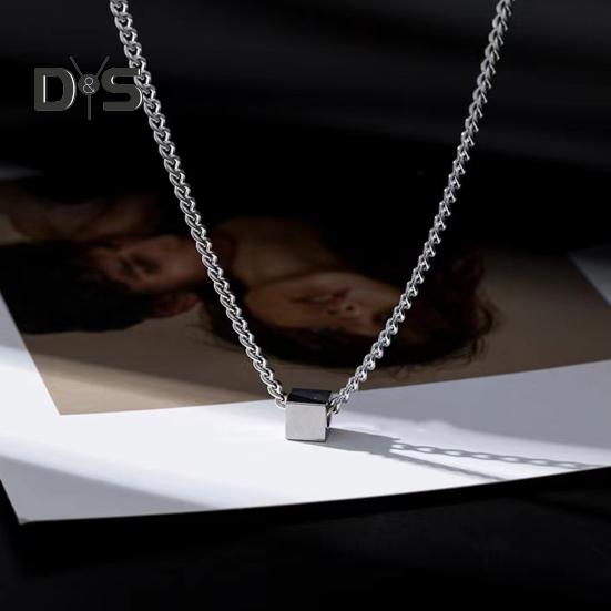 Геометрическое ожерелье с подвеской для мужчин Серебряный кубический кулон цепочка ожерелье гипоаллергенные украшения для повседневной носки