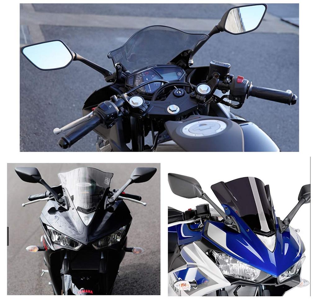 World Imp Motor Rearview Mirror for Yamaha YZF Series Motorcycles (YZF R3, R25, YZF-R3, YZF-R25, RH07J, RG10J) (2013-2017) - Black (02)