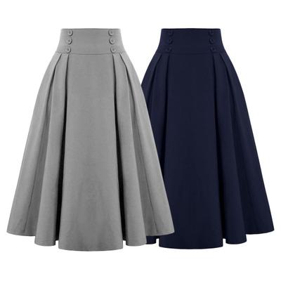 Женская юбка, эластичная, с высокой талией, юбка-трапеция, миди, контрастный цвет, клетчатый принт, большой размер