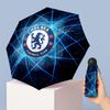 Chelsea FC Узор Печатный Мини 5 Сложений 8 Спиц Компактный Зонт Ветрозащитный Водонепроницаемый Легкий Портативный Складной