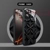 Черный художественный цветок Закаленное стекло Чехол для телефона Для iPhone 17 Pro Max 11 12 13 14 15 16 Pro 17Air 16E 7 8 Plus XR XS Max Чехол