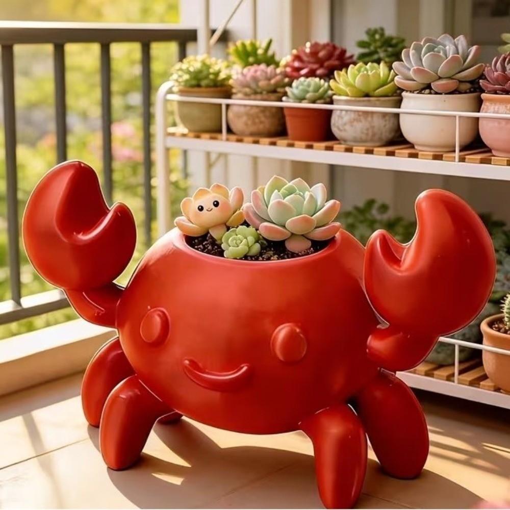 Handmade Crab Pen Holder Plastic Makeup Brush Holder Funny Flower Planter Home Office