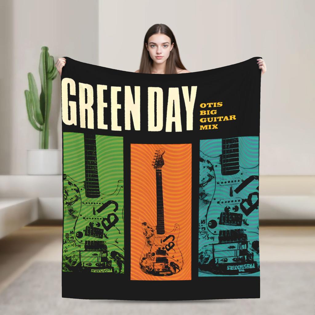 Punk Greens Days Blanket Fleece Music Lightweight Thin Throw Blanket for Outdoor Travel Bedroom Quilt