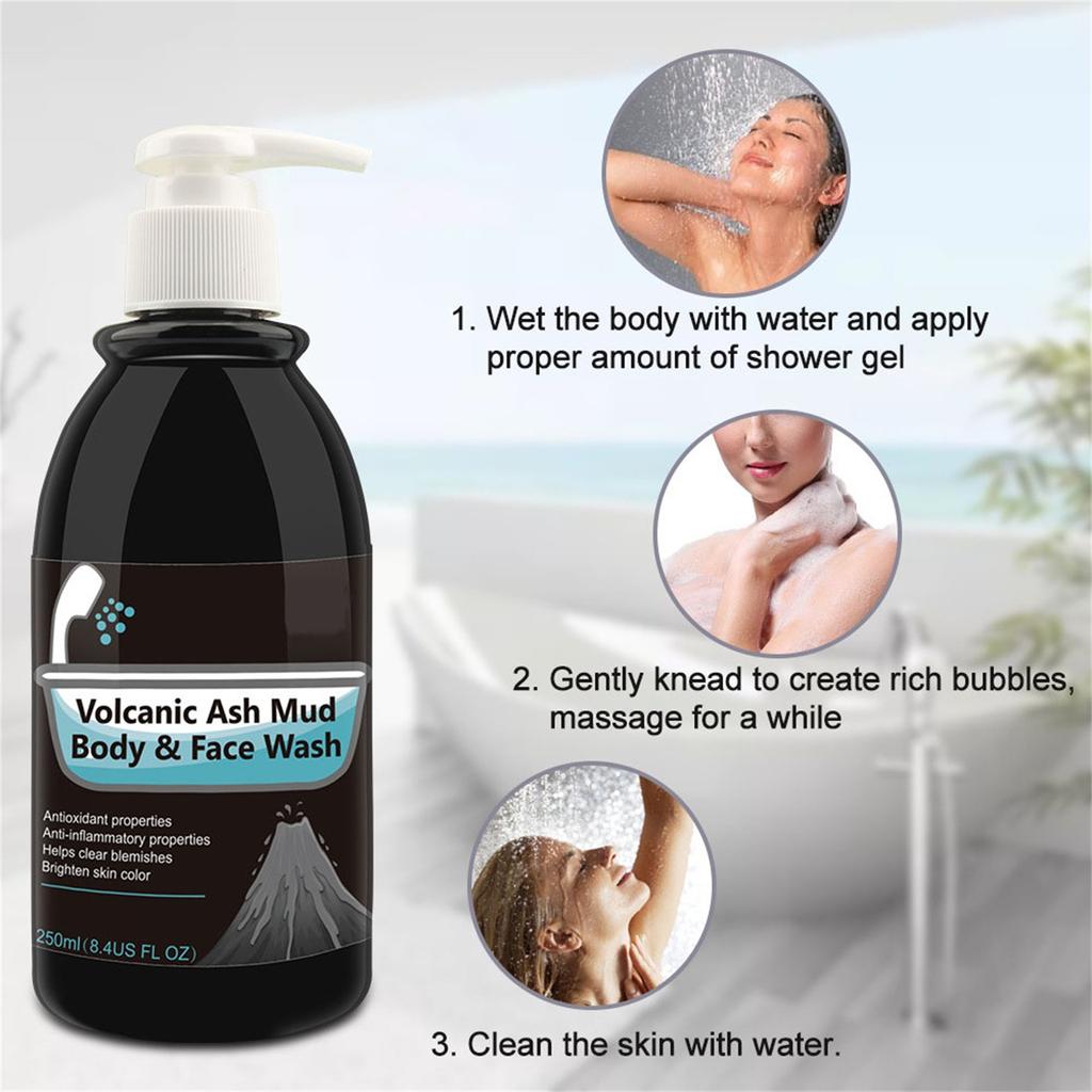 Гель для душа с вулканической грязью Быстро отбеливающий гель для душа для тела 250 мл