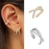 New Non Pierced Girls Temperament Geometric Women Cross Clip Earrings Ear Cuff Crystal Ear Clips