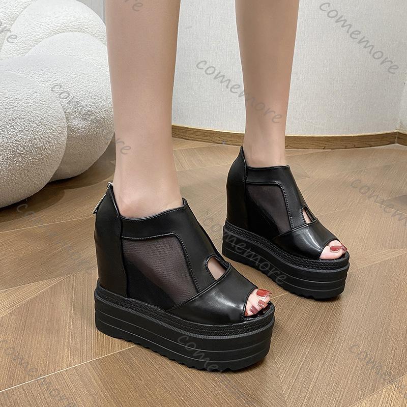 Comemore New Peep Toe High Heels Gladiator Sandals Women Platform Shoes Summer Lace Breathable Wedges Sandal Single Shoe