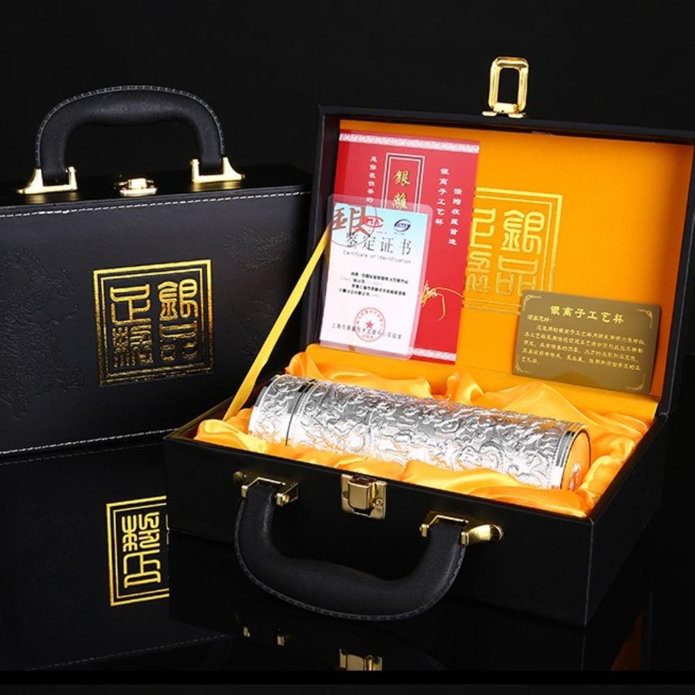 Кубок Цзюлун из серебра, Сохранение здоровья, Внутренний контейнер из серебра 999 пробы, Рельеф, Серебряный кубок, Термостакан, Туристический сувенир, Подарок