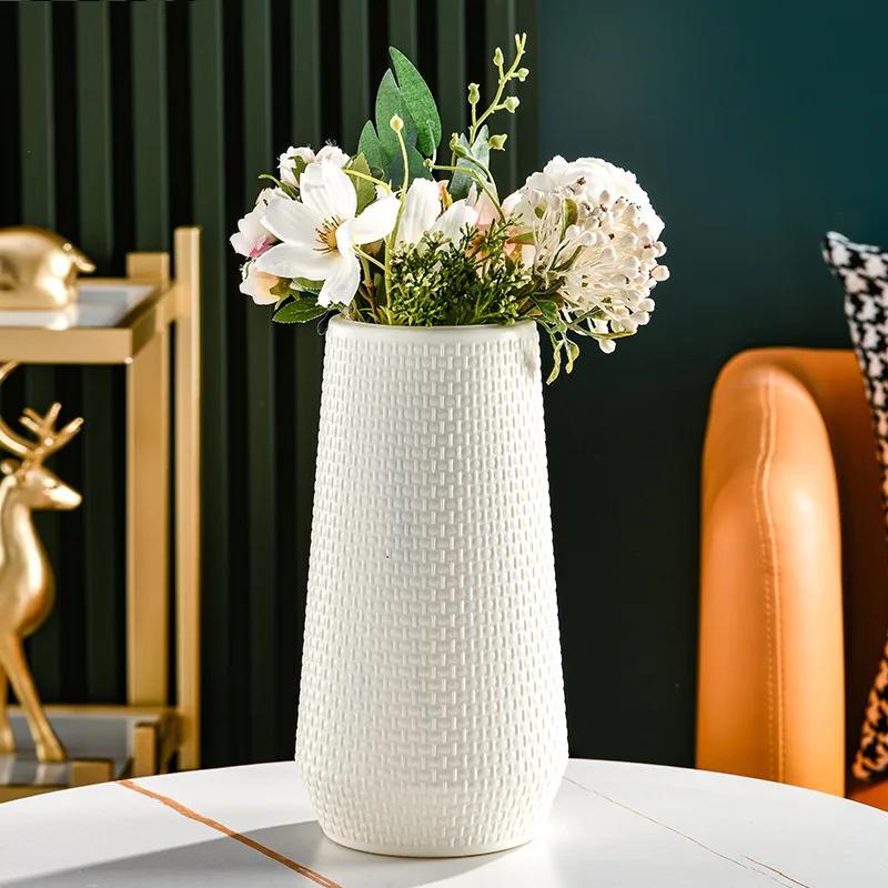 Large Modern Flower Vase Plastic Vase Flower Pot Basket Nordic Home Living Room Decoration Ornament Flower Arrangement