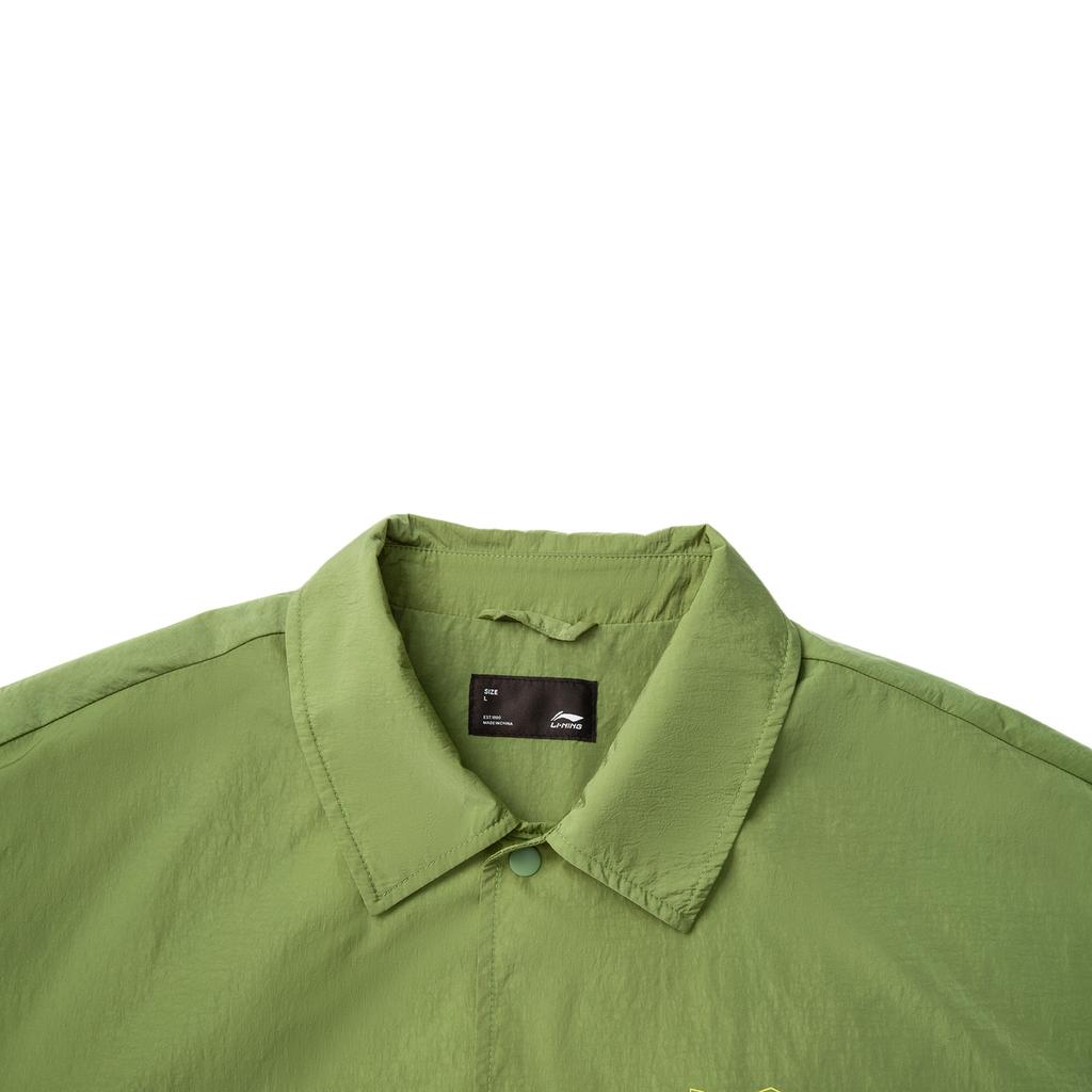 Li Ning Sports Lifestyle Series Letter Single-Breasted Collar Comfortable Breathable Loose Jacket Unisex Jacket Grasshopper-Green AJDV079-2