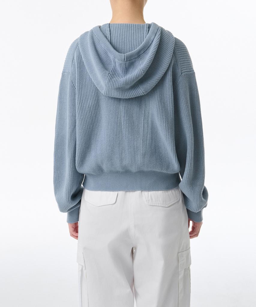 MUSINSA STANDARD WOMAN Women'S Ribbed Knit Hooded Zip-Up [Sky Blue]